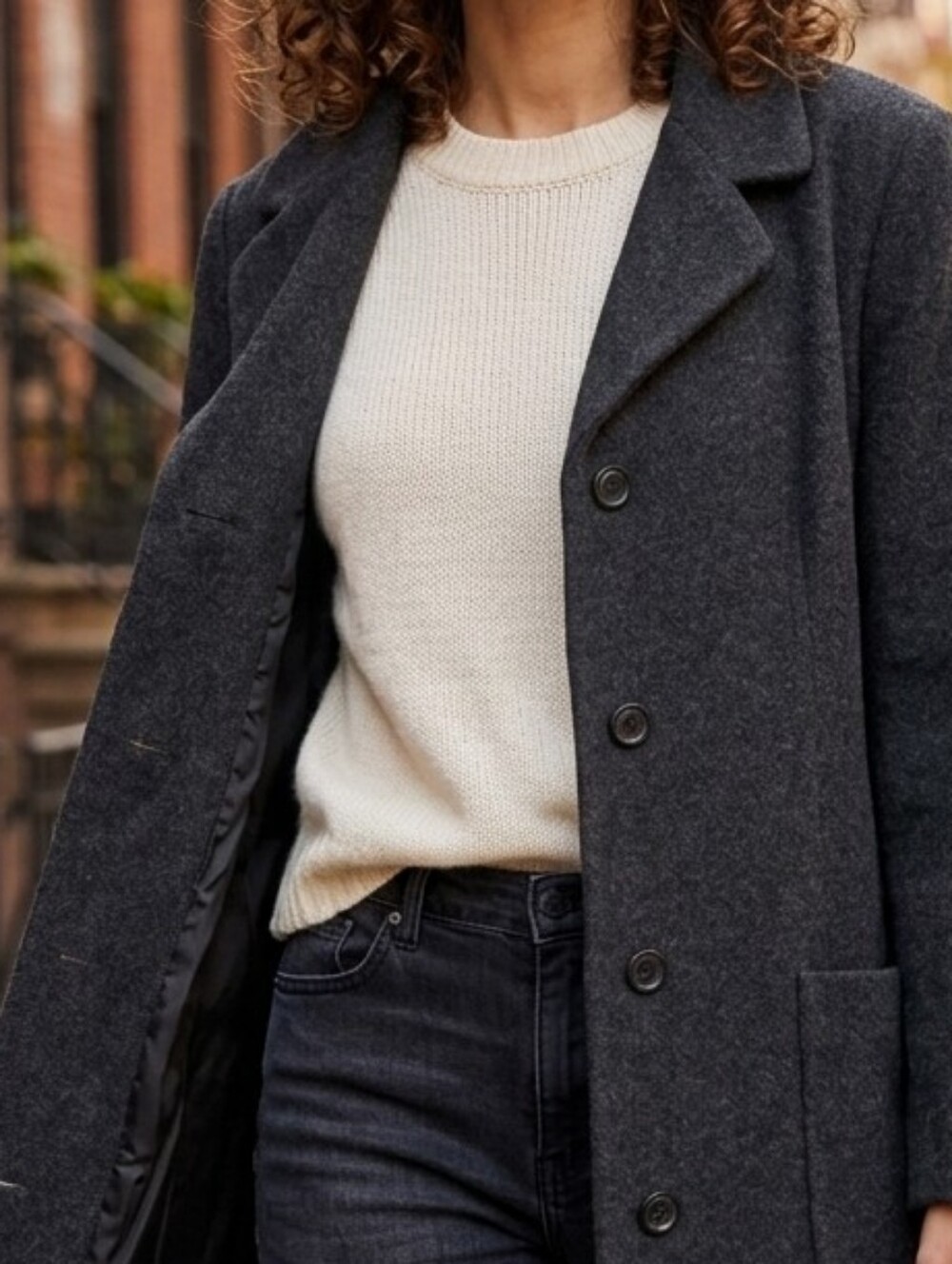 NY & Co Black Wool-Blend Women's Coat